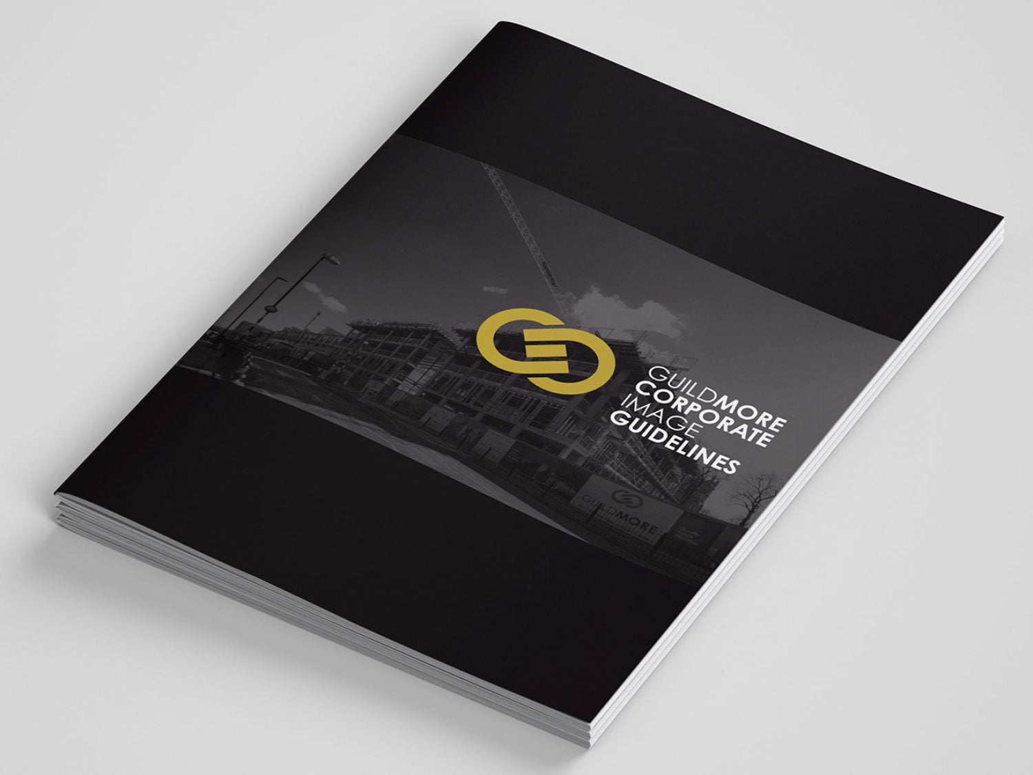 Print design of a brand guidelines booklet for Guildmore