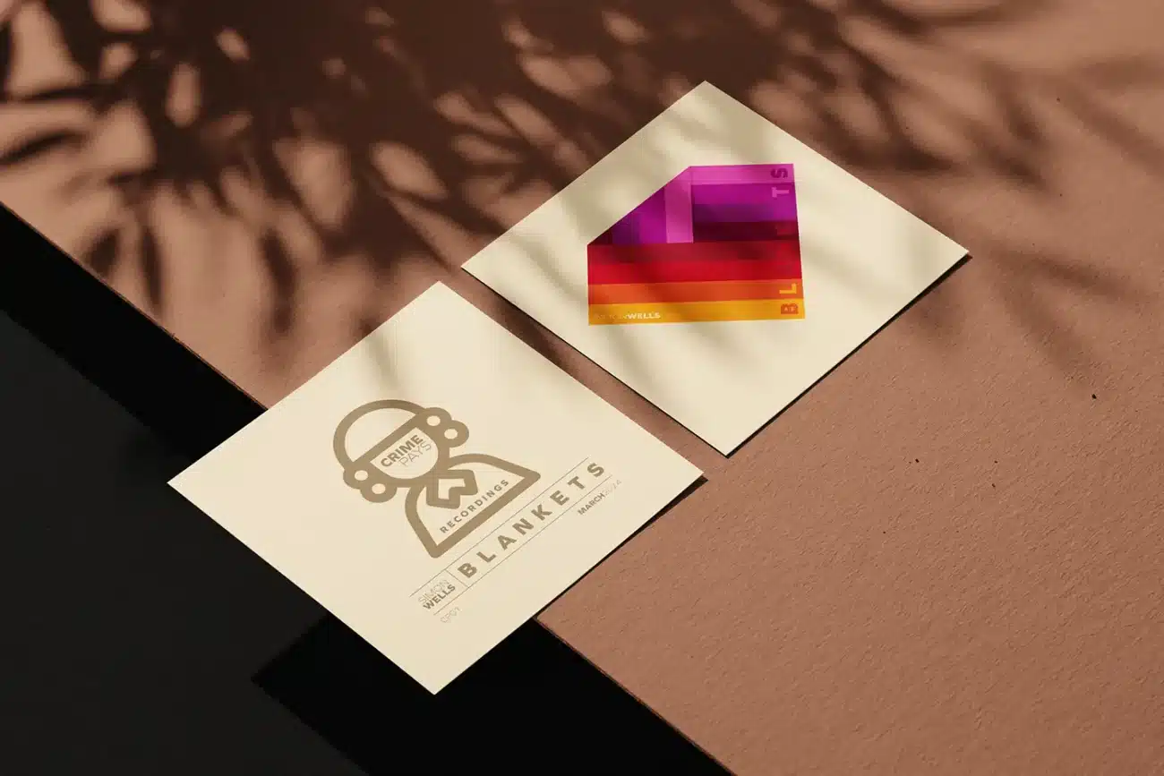 Promotional flyer for Simon Wells second solo album, 'Blankets'. Released in 2024 on the Crime Pays label.