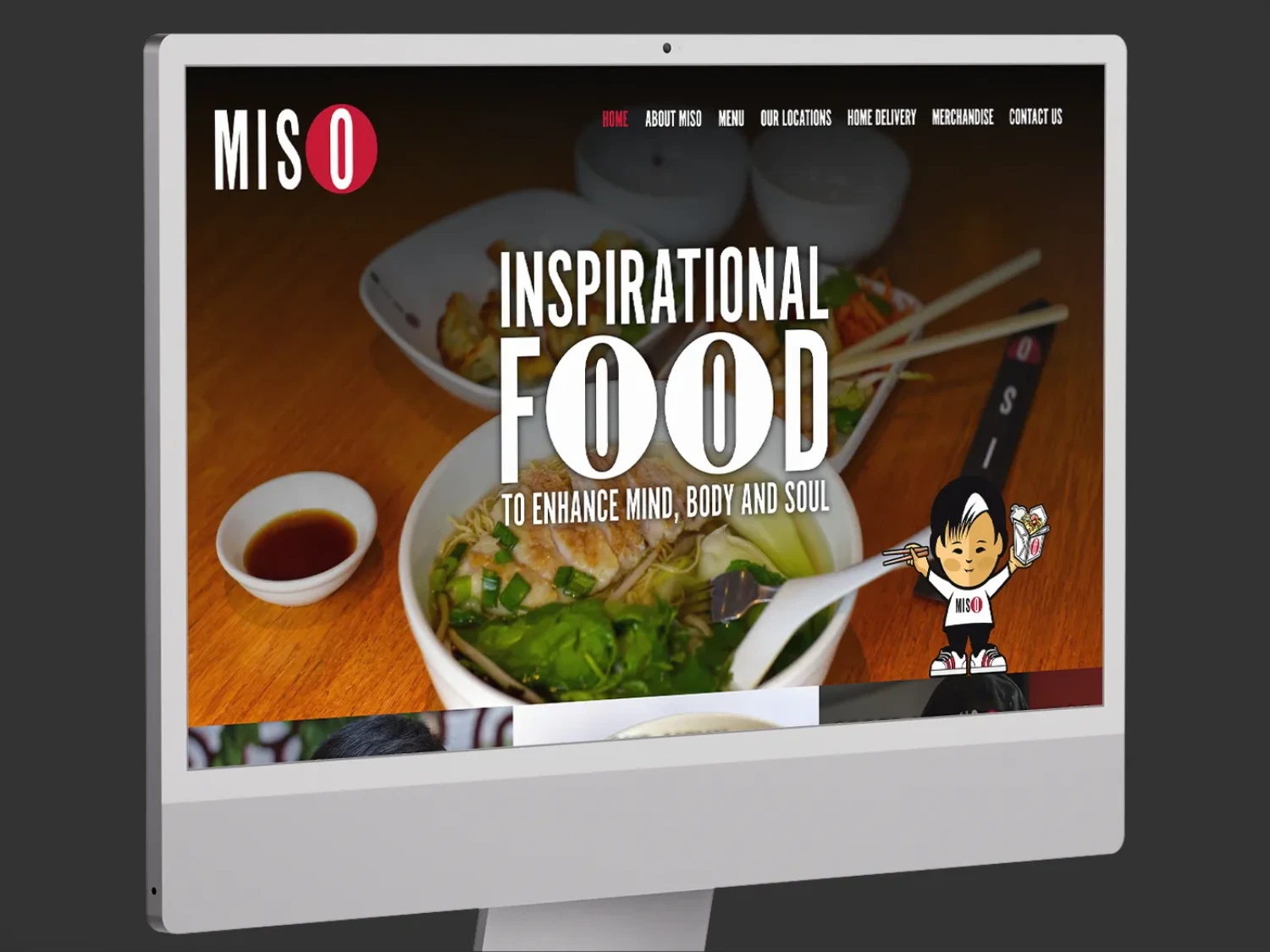 ​Miso​ Noodle​ Bar website homepage displayed on an iMac.