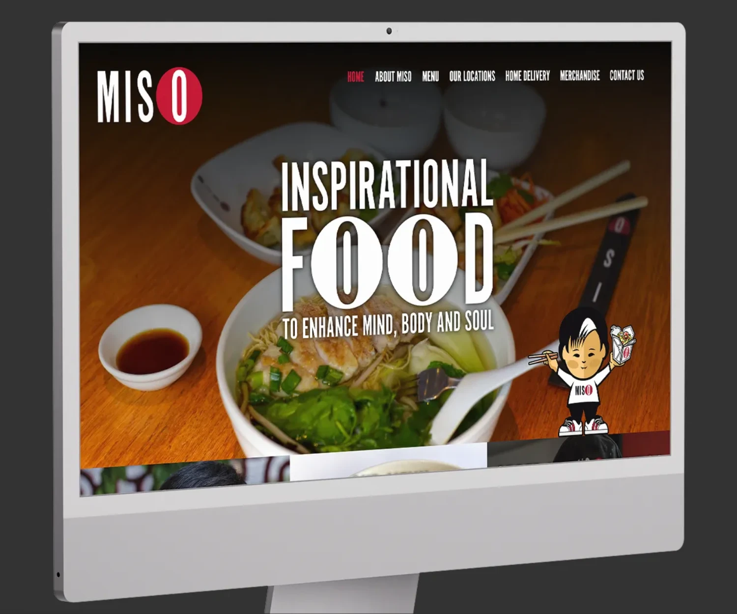 ​Miso​ Noodle​ Bar website homepage displayed on an iMac.